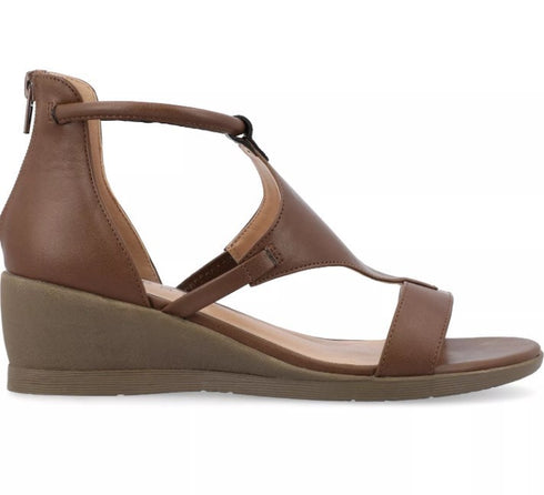 Journee Collection Womens Sandals Wedge Solid Trayle Brown 8.5M