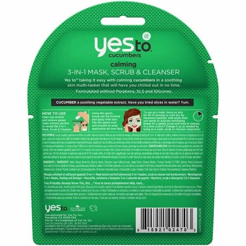 YesTo Cucumber Soothing 3 in 1 Scrub & Cleanser Mask Sensitive Skin