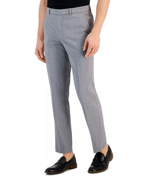 Perry Ellis Portfolio Mens Tonal Windowpane Dress Pants Dark Gray Size 36x32