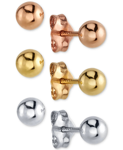Unwritten, Sterling Silver and 14k Yellow and Rose Gold Round Stud Earrings