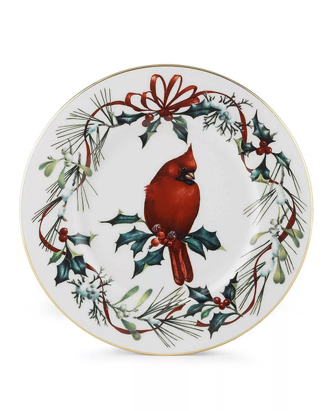 Lenox Winter Greet Dinnerware Cardinal Accent Plate 9"