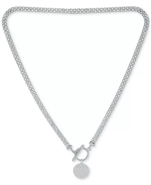 GIANI BERNINI Cubic Zirconia Pavé Disc 17" Toggle Necklace in Sterling Silver