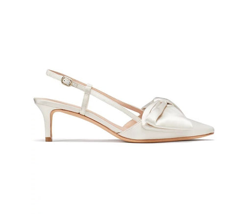 Kate Spade New York Marseille Kitten Heel Pointed Toe Dress Pumps Ivory 10M