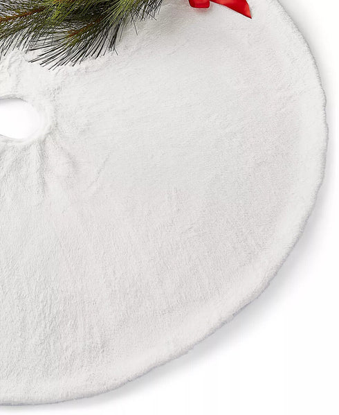 Holiday Lane White Snow Plush Christmas Tree Skirt Cover Floor Mat, 48" x 48"