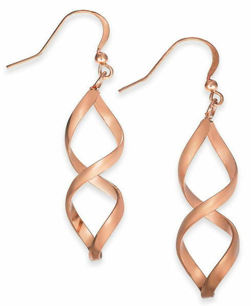 Charter Club Rose Gold-Tone Twist Drop Earrings