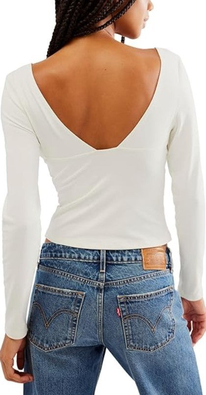 Free People X Intimately FP Duo Corset Long Sleeve Cami Ivory Size M