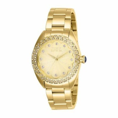 INVICTA WILDFLOWER WOMENS QUARTZ 35 MM GOLD CASE GOLD DIAL - MODEL 28826