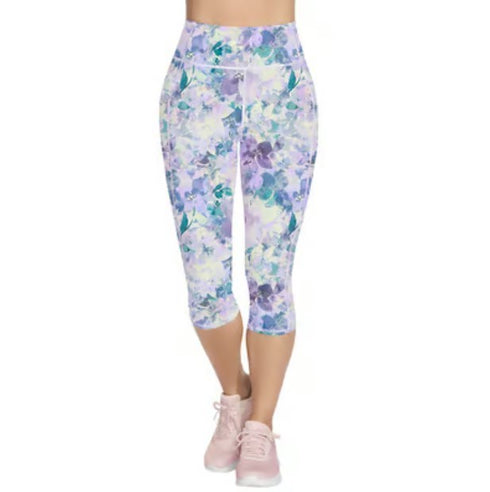 Skechers Women's Go Walk Seascape Floral Capri Leggings Purple 2XL