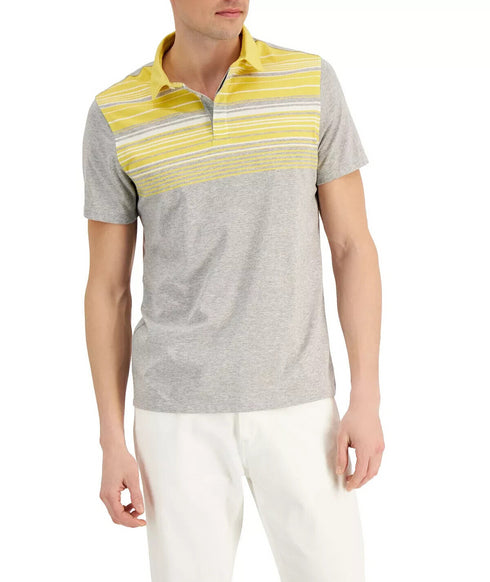 ALFANI Men's Sunset Stripe Polo Shirt Yellow/ Grey Size 2XL