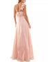 City Studios Juniors' Asymmetric Pleated Ruffled Gown Blush Gold 0