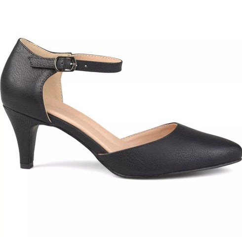 Journee Collection Women's Bettie Ankle Strap Dress Pumps Solid Black 8.5M