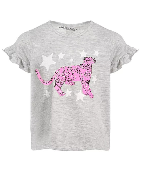 IDEOLOGY Toddler Girls Snow Leopard Cotton T-Shirt Gray w/ Screen Print Size 4T