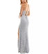 pear culture Juniors' Lace High-Slit Lace-Up Gown Silver 7