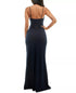 Emerald Sundae Juniors' Mesh-Trim Ruched Gown Navy XL
