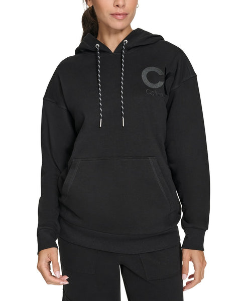 Calvin Klein Women's Eco Fleece Logo Pullover Hoodie Black M