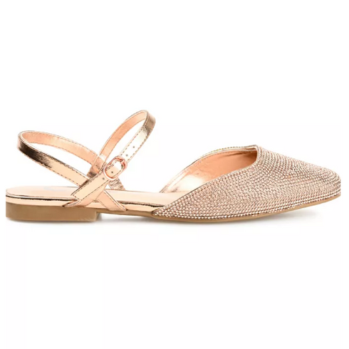 Journee Womens Nysha Buckle Square Toe Ballet Evening Dress Flats 6.5M Bronze