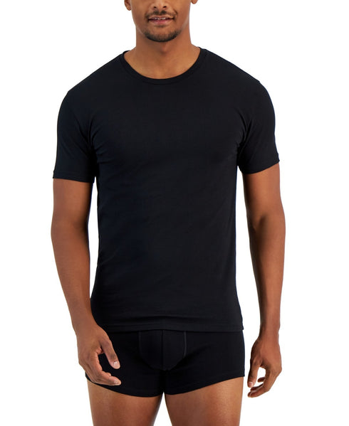 Alfani Men's 4-Pk. Slim-Fit Solid Cotton Undershirts Deep Black XL