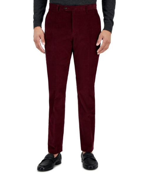 Tommy Hilfiger Men's Modern-Fit Solid Corduroy Pants Burgundy Size 38x30