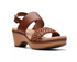 Clarks Seannah Step Woven Strap Solid Clog Tan Sandals Combi 6M
