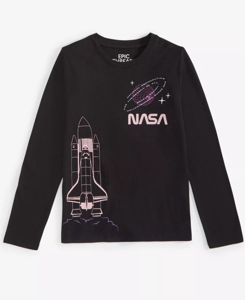 Epic Threads Little & Big Girls NASA Graphic Long-Sleeve T-Shirt Black M 10/12