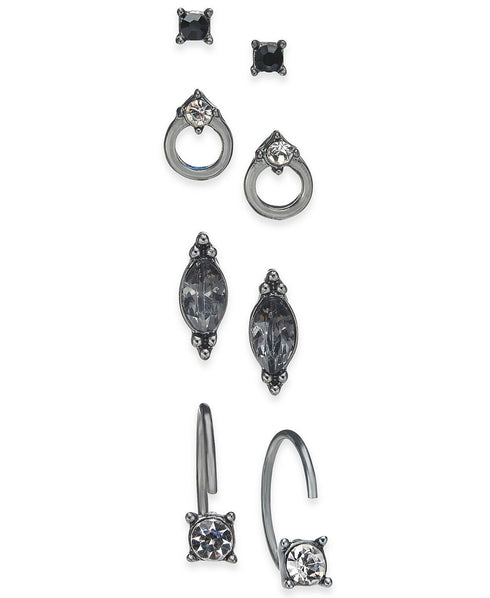 INC International Concepts I.N.C. Hematite-Tone 8-Pc. Crystal Stackable Stud Ear