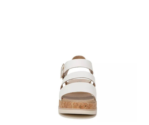 Dr. Scholls Once Twice Espadrille Platform White Faux LeatherCork 8.5M