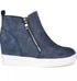 Journee Collection Women's Pennelope Wedge Sneakers Blue Zip 9.5M
