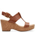 Clarks Giselle Style Wedge Heel Platform Sandals Tan Size 8.5M