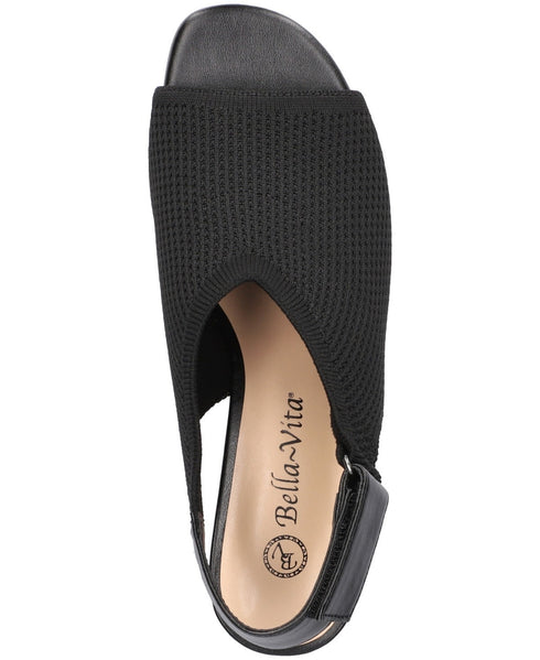 Bella Vita Womens Marin Wedge Black Solid Open Toe Knit 9.5WW