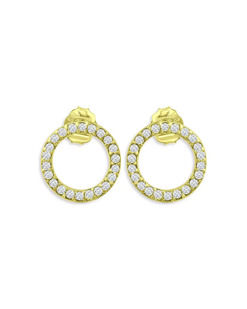 Marc & Marcella Diamond Circle Earrings 18K Gold Plated Sterling Silver New $545