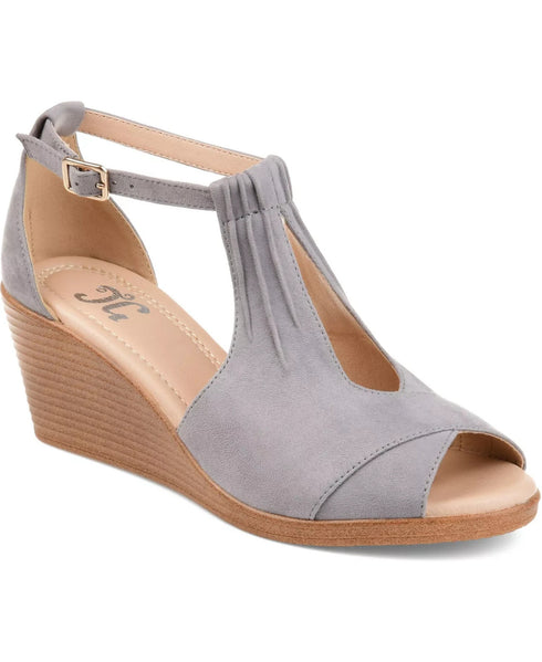 Journee Collection Women's Kedzie Wedge Sandals Gray Size 8.5N