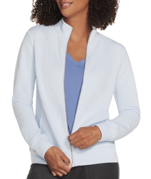 Skechers Women's Go Walk Ribbed Jacket Ottoman Full Zip Light Blue S