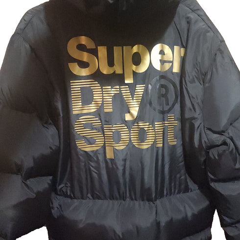 Superdry Mens Gold Puffer Coat Black Size XL
