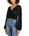 Self Esteem Juniors' Velvet Ruched Top, Black, Size XS