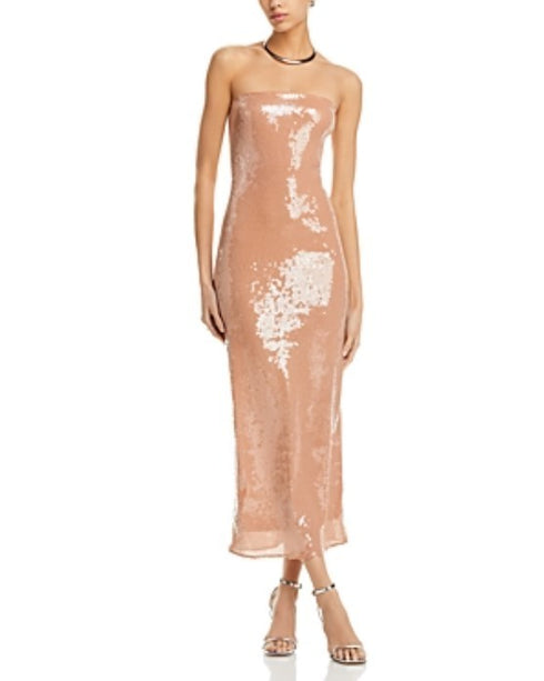 Bardot Launa Sequin Strapless Maxi Dress Soft Tan 2