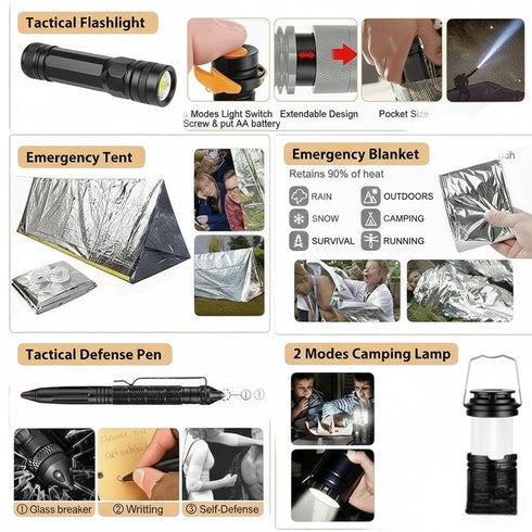 Emergency Survival Kit First Aid Bug out Military Prepper Kit 250 Piece Set $99