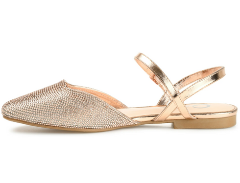 Journee Womens Nysha Buckle Square Toe Ballet Evening Dress Flats 7M Bronze