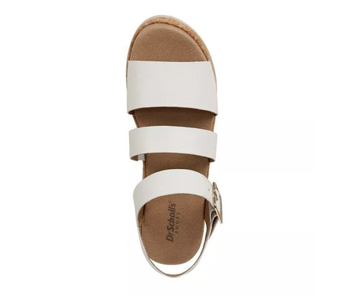 Dr. Scholls Once Twice Espadrille Platform White Faux LeatherCork 8.5M