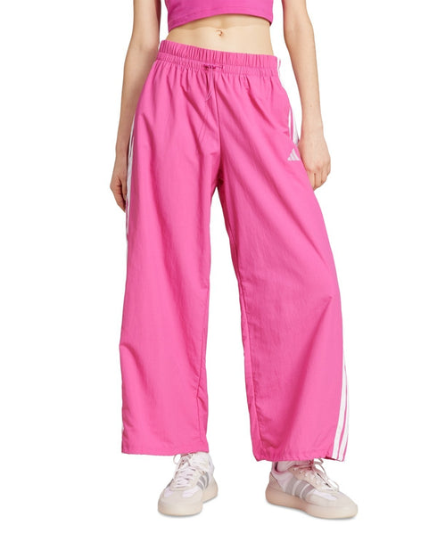 adidas Women's Three Stripe Parachute Mid Rise Pants Pink M
