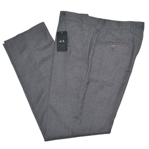 NWT ARMANI EXCHANGE Slim Fit Stretch Wool Charcoal Birdseye Dress Pants 36X32