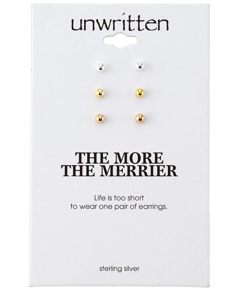 Unwritten, Sterling Silver and 14k Yellow and Rose Gold Round Stud Earrings