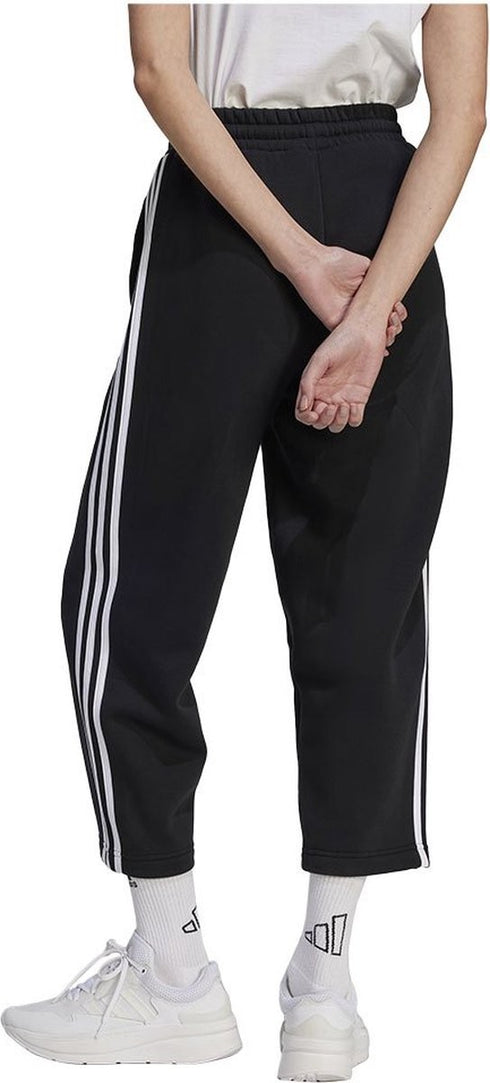 adidas Women's 3-Stripes Open Hem Fleece Joggers Black White S