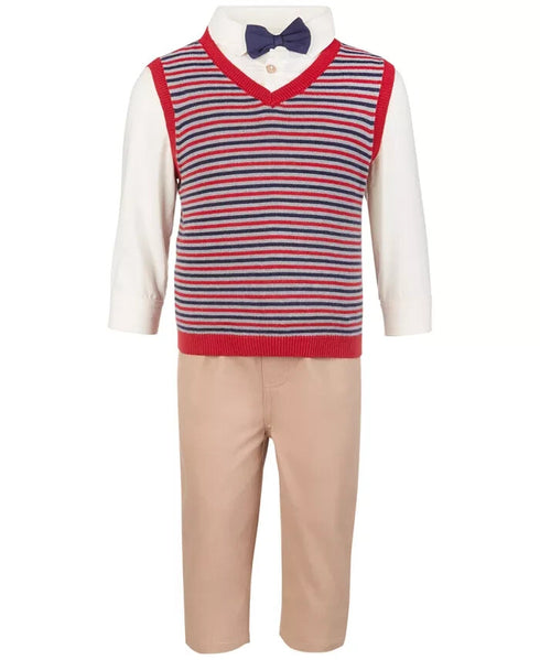 NEW Infant Boy’s First Impressions Sweater Shirt Pant & Tie Pale Taupe Size 24 m