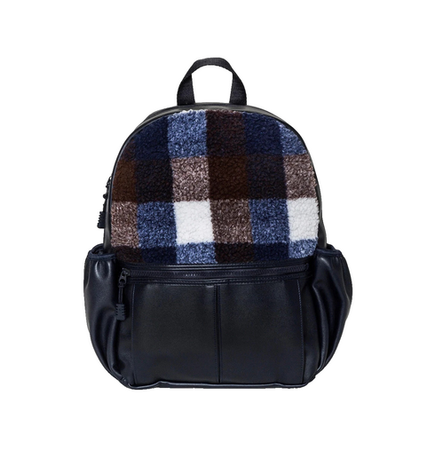 Mossimo Women's Backpack Buffalo-Check Faux Fur Navy/Browm NEW