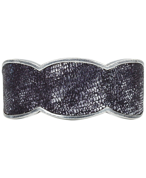 Patricia Nash Silver-Tone Textured Leather Inset Cuff Bracelet