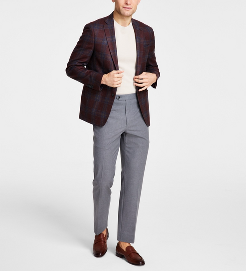 Michael Kors Men's Classic Fit Wool Blend Sport Coats Burgundy Size 42L