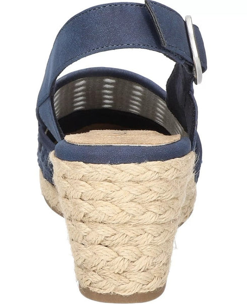 Easy Street Women's Taffy Buckle Slingback Espadrille Wedges Navy 9.5 M