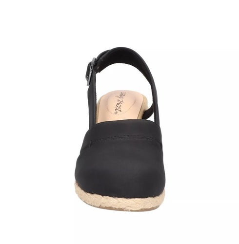 Easy Street Womens Wedge Sandals Stargaze Slingback Espadrille Black 11M