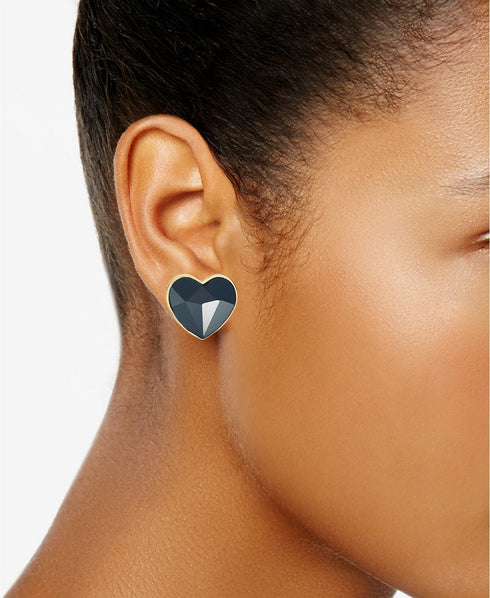Inc Gold-Tone Faceted Heart Stud Earrings
