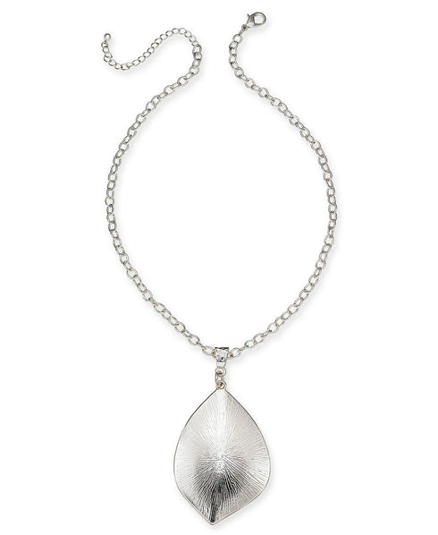 Charter Club Silver Leaf Statement Necklace, 12" + 3" Extender - MSRP $39.50